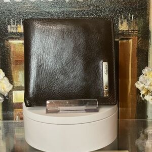 Cartier Santos Leather Bifold Wallet Brown